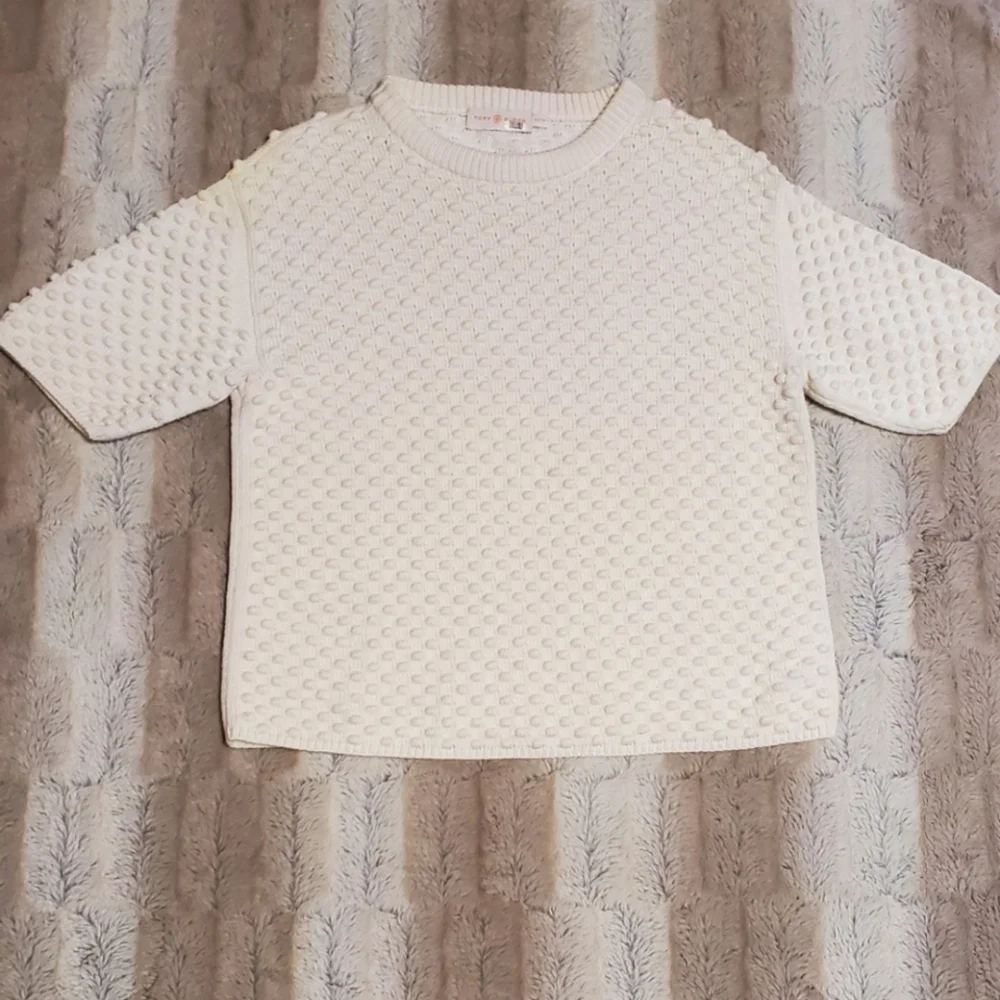 TORY BURCH COTTON CREAM TOP WITH BALLS ...SIZE‎ XS